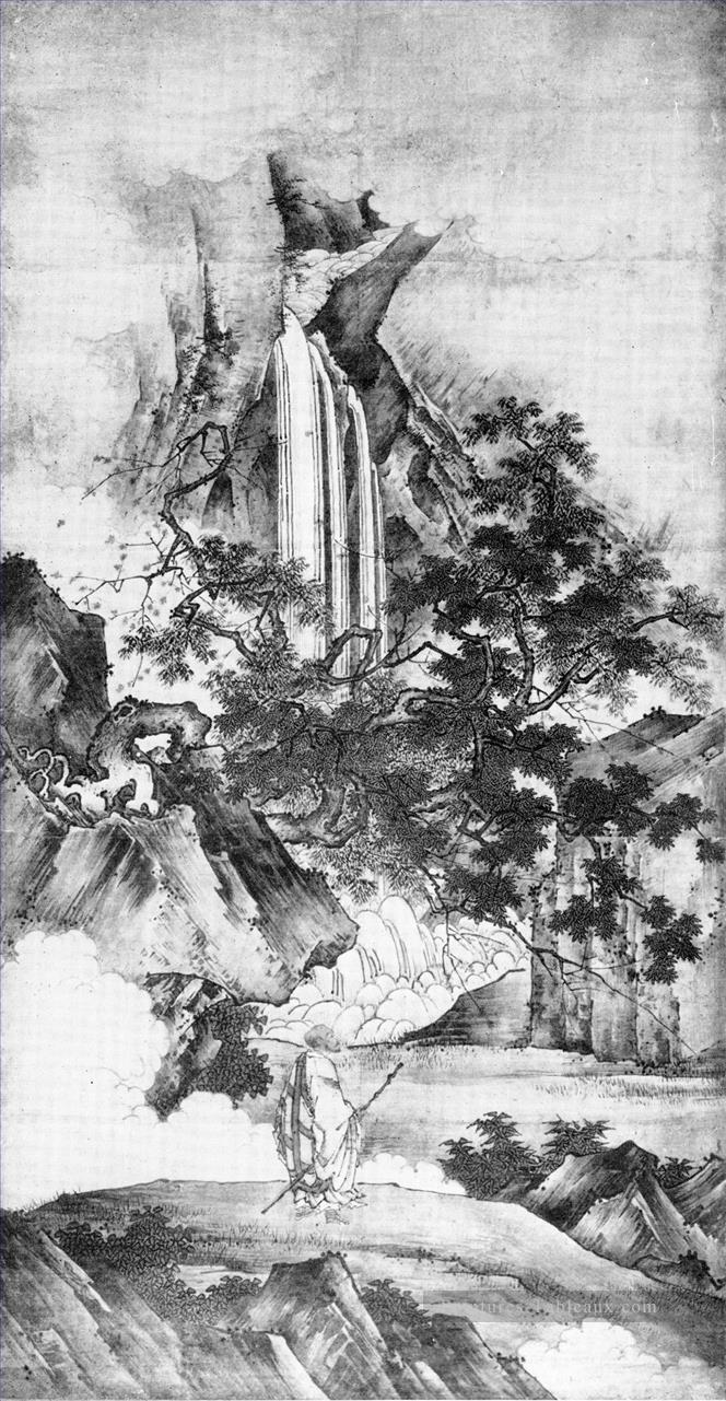 Wasserfall Kano Motonobu japonais Peintures à l'huile